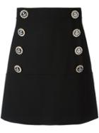 Dolce & Gabbana - Nautical Button Skirt - Women - Silk/cotton/polyamide/virgin Wool - 42, Black, Silk/cotton/polyamide/virgin Wool