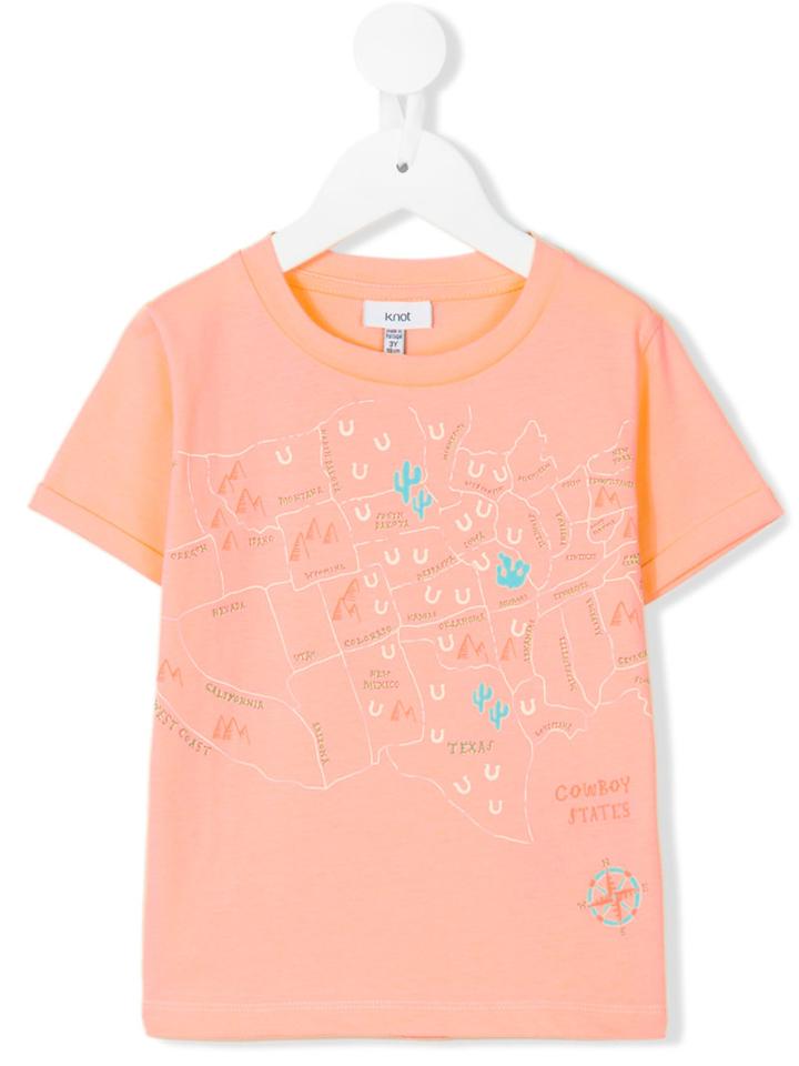 Knot - Map T-shirt - Kids - Cotton - 4 Yrs, Yellow/orange
