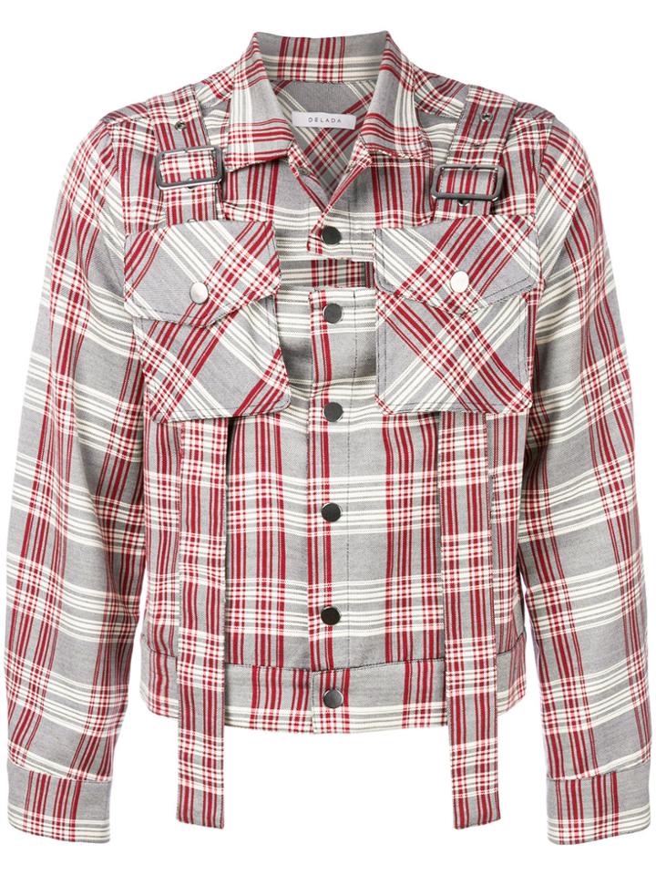 Delada Belted Check Jacket - Grey
