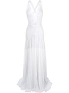 Tadashi Shoji Plunge Lace Evening Dress - White