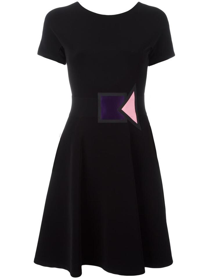 Emporio Armani Geometric Detail Waist Dress, Women's, Size: 38, Black, Polyamide/spandex/elastane/viscose