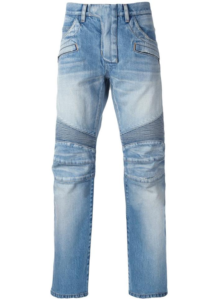 Balmain Slim Biker Jeans, Men's, Size: 29, Blue, Cotton