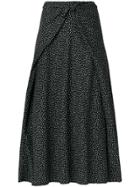 Vince Polka Dot Tie Front Skirt - Black