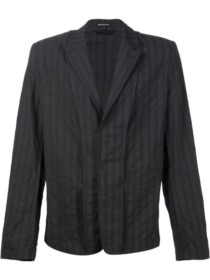 Ann Demeulemeester Hidden Button Jacket, Men's, Size: Large, Black, Cotton