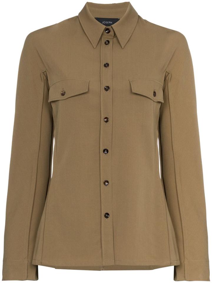 Joseph Ozzy Button-down Wool Blouse - Brown