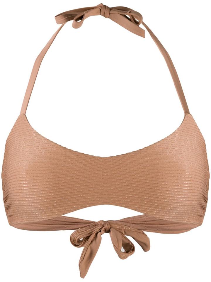Fisico Ribbed Knitted Bikini Top - Neutrals