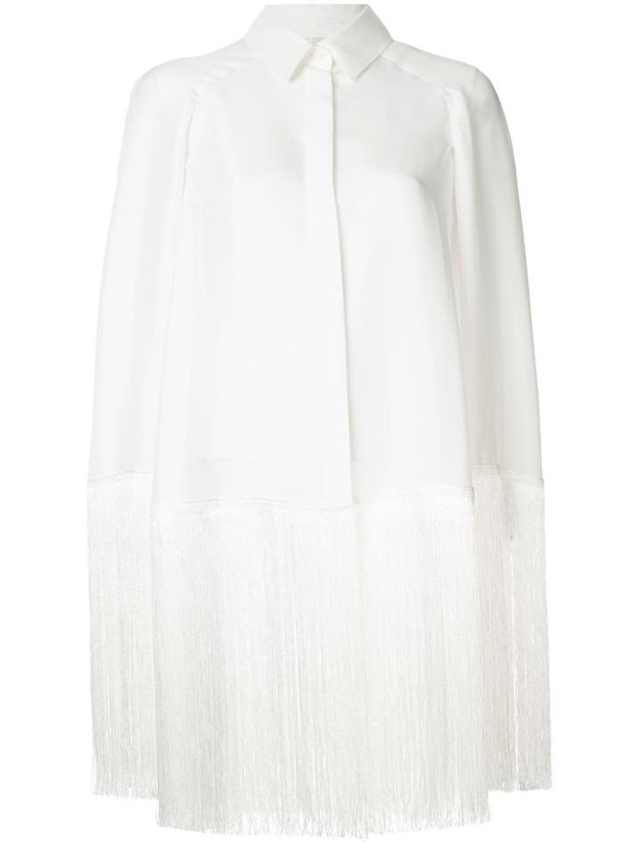 Alberta Ferretti Fringed Cape Shirt - White