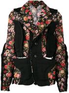 Comme Des Garçons Block Panelled Floral Jacket - Black