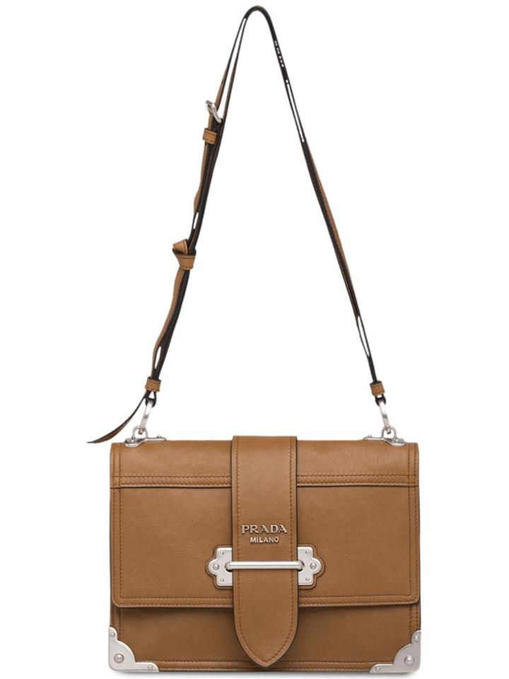 Prada Prada Cahier Leather Shoulder Bag - Brown