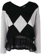 Twin-set - Contrast Panelled Sweater - Women - Polyamide/polyester/viscose/wool - Xs, Black, Polyamide/polyester/viscose/wool