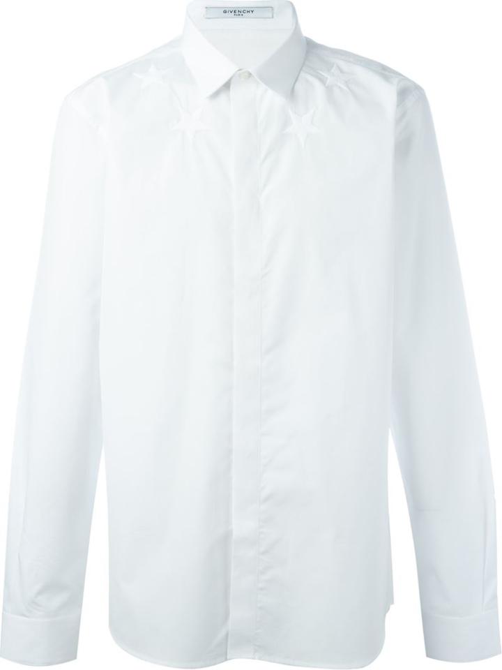 Givenchy Star Embroidered Shirt, Men's, Size: 37, White, Cotton/polyester/ceramic