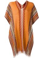 Missoni Zig Zag Fringed Poncho, Women's, Yellow/orange, Acrylic/polyamide/polyester/wool