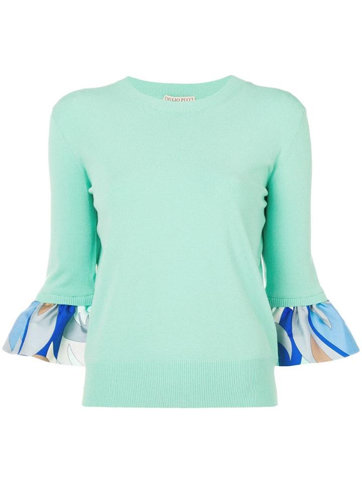 Emilio Pucci Printed Cuff Jumper - Green