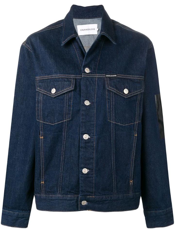 Calvin Klein Jeans Rear Print Buttoned Jacket - Blue