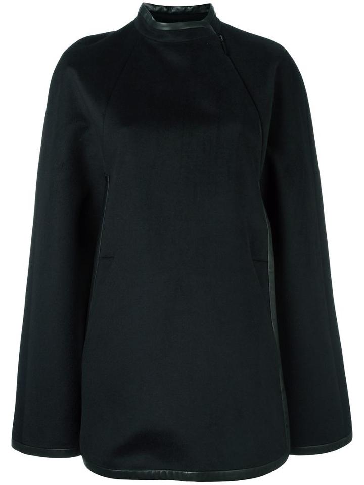 Barbara Bui Cape Coat, Women's, Size: 1, Black, Viscose/wool/silk/lamb Skin