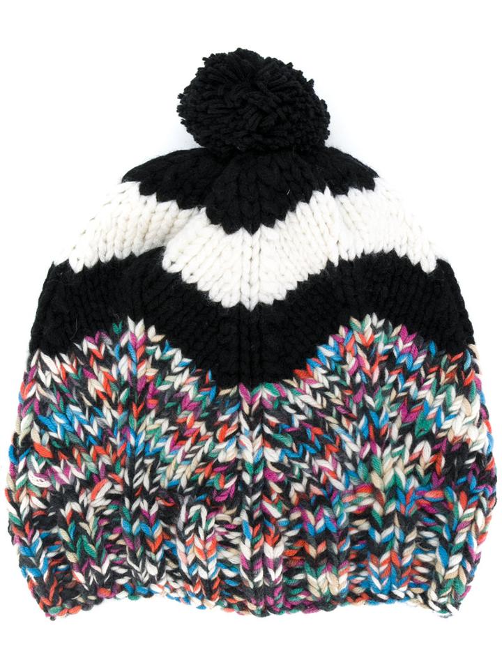 Missoni - Pom Pom Hat - Women - Nylon/cashmere/wool - One Size, Black, Nylon/cashmere/wool