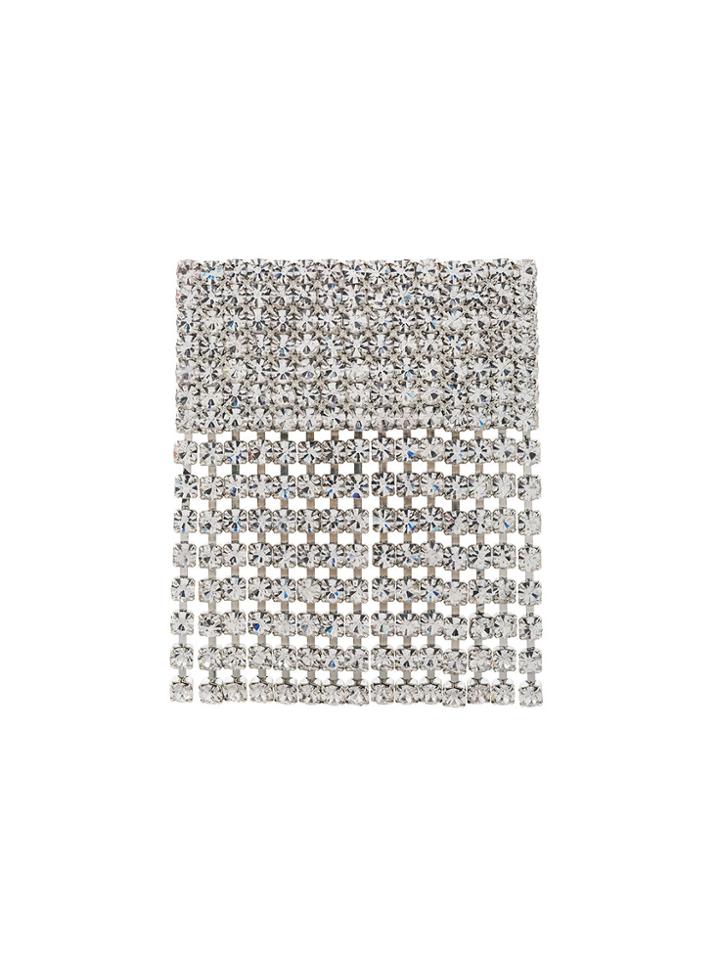 Alessandra Rich Rectangular Crystal Embellished Brooch - Metallic