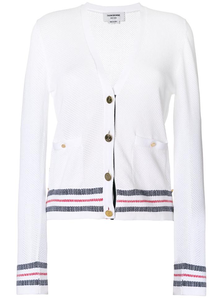 Thom Browne Mesh Knit Cardigan - White