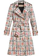 Burberry Scribble Check Tench Coat - White