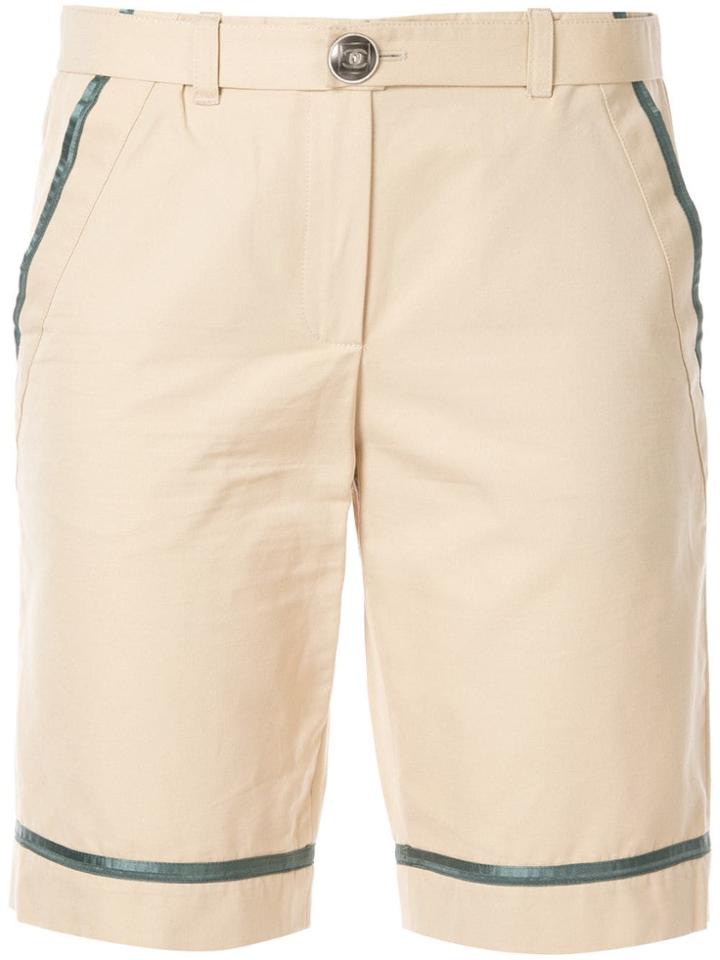 Chanel Vintage Contrast-trim Bermuda Shorts - Brown