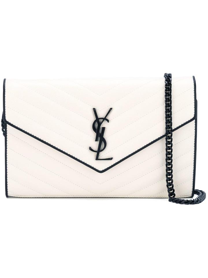 Saint Laurent Black Detailing Crossbody Bag - White