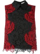 Alice+olivia Lace Sleeveless Blouse, Women's, Size: Large, Black, Polyester/spandex/elastane