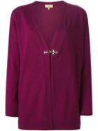 Fay Hook Fastening Cardigan, Women's, Size: Small, Pink/purple, Virgin Wool