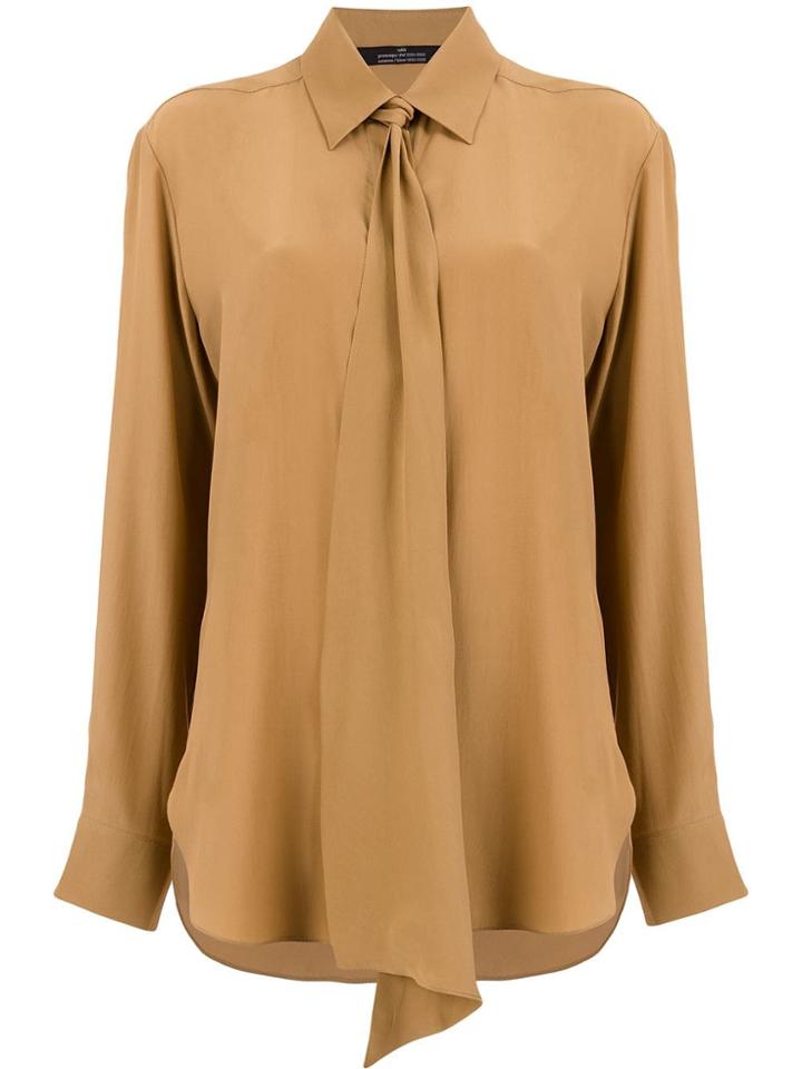 Rokh Tie Detail Shirt - Brown