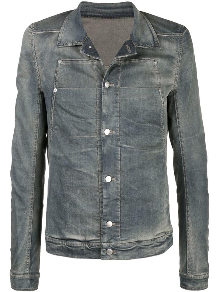 Rick Owens Washed Fitted Denim Jacket - Blue