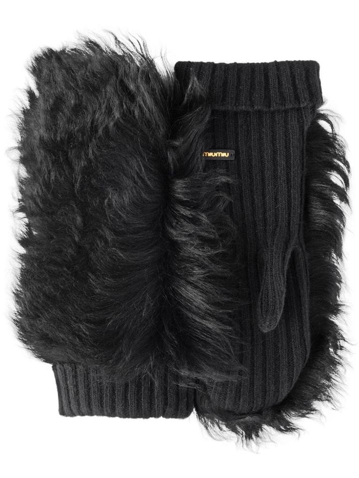 Miu Miu Shearling Gloves - Black