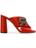Rochas Embellished Mule Sandals - Red