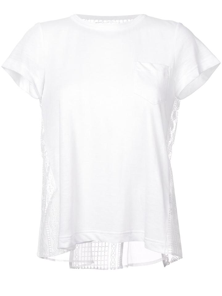 Sacai - Sheer Lace Back T-shirt - Women - Linen/flax/polyester - 3, White, Linen/flax/polyester