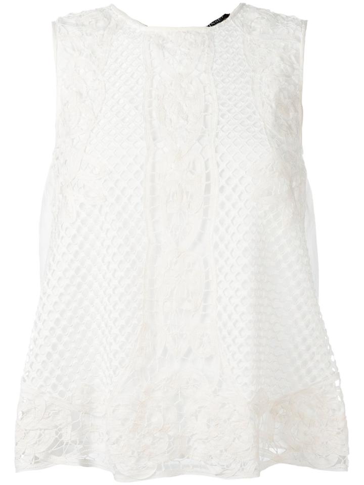 Twin-set Lace Detail Top, Women's, Size: Medium, White, Viscose/cotton/polyester