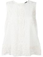Twin-set Lace Detail Top, Women's, Size: Medium, White, Viscose/cotton/polyester