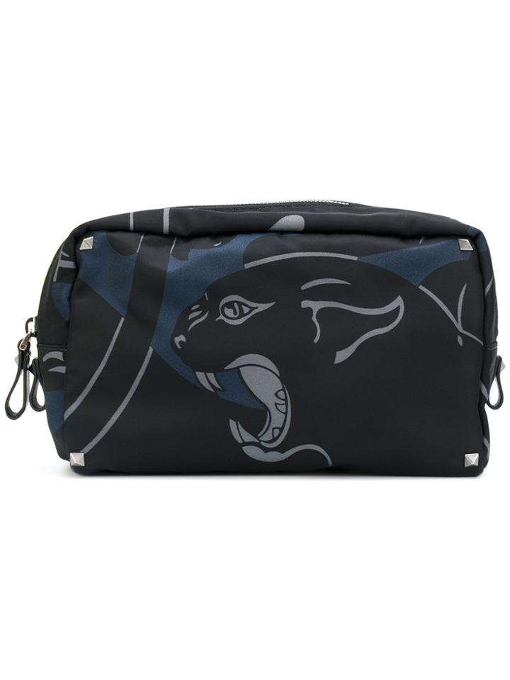 Valentino Valentino Garavani Rockstud Panther Wash Bag - Black