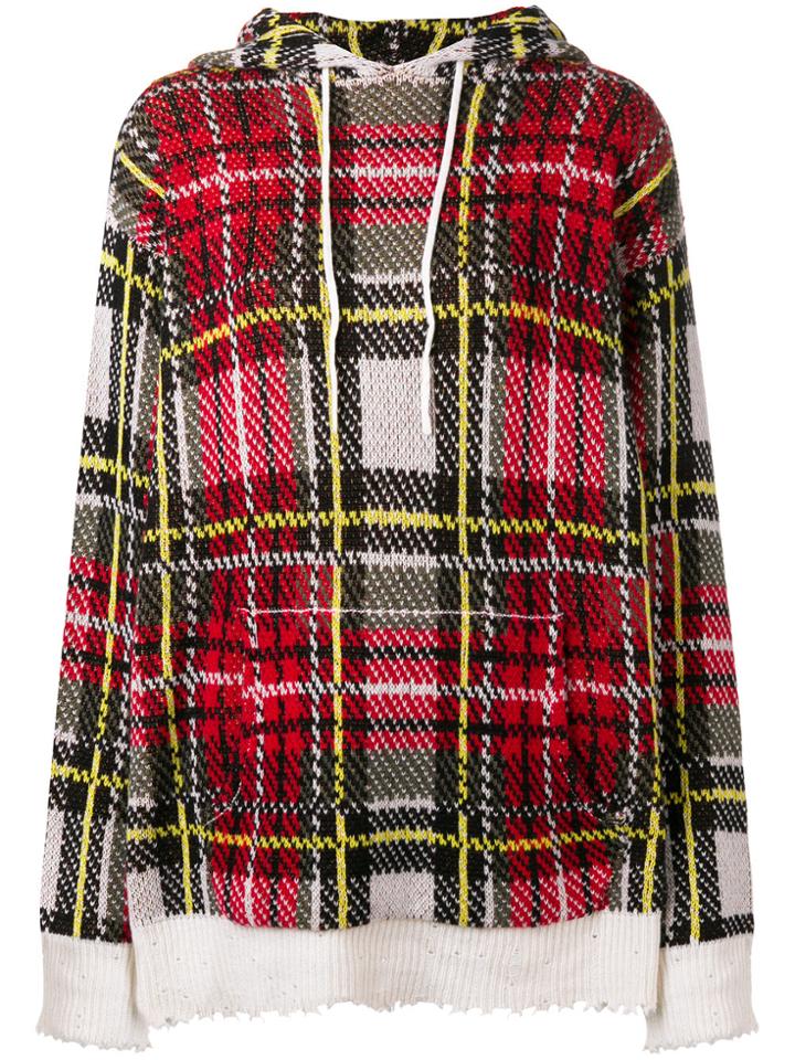R13 Plaid Check Hoodie - Red