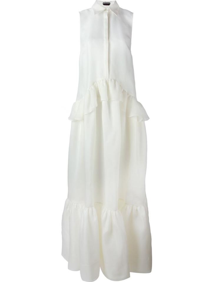 Rochas Ruffle Maxi Dress, Women's, Size: 40, White, Silk