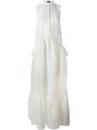 Rochas Ruffle Maxi Dress, Women's, Size: 40, White, Silk