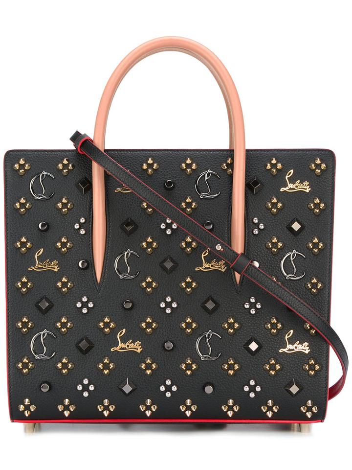 Christian Louboutin Paloma Medium Tote Bag, Women's, Black, Calf Leather/patent Leather