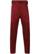 Ann Demeulemeester - Striped Tapered Trousers - Men - Silk/cotton/polyester - S, Red, Silk/cotton/polyester