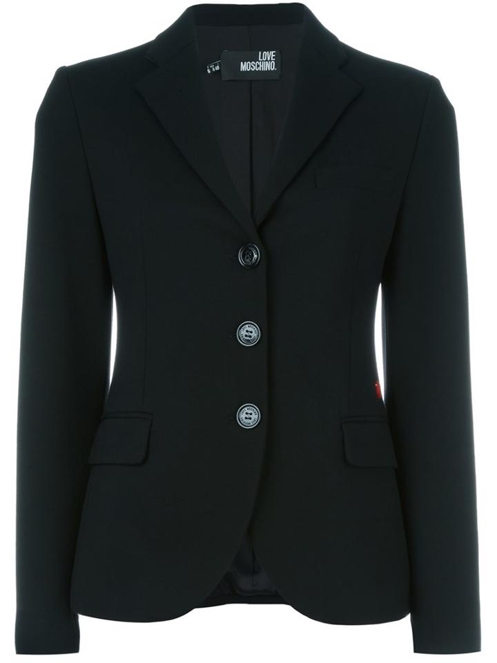 Love Moschino Fitted Blazer, Women's, Size: 44, Black, Cotton/polyamide/spandex/elastane/viscose
