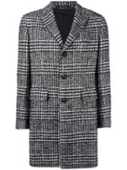 Tagliatore Prince Of Wales Check Coat, Men's, Size: 50, Black, Cotton/wool/polyester/cupro