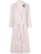 Vivetta - Tie Waist Fur Coat - Women - Polyamide/viscose/mohair/virgin Wool - 44, Pink/purple, Polyamide/viscose/mohair/virgin Wool