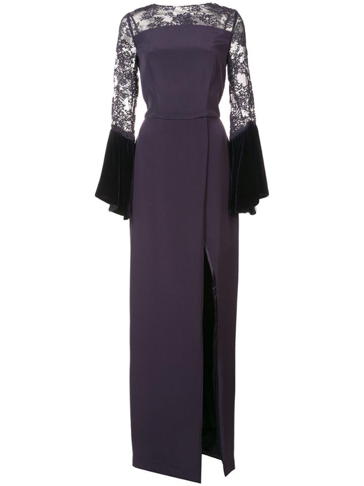 Monique Lhuillier Fitted Lace Gown - Pink & Purple