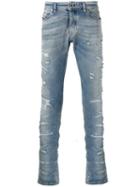 Diesel Black Gold Distressed Slim-fit Jeans, Men's, Size: 31, Blue, Cotton/spandex/elastane