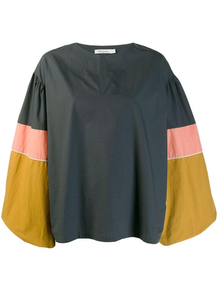 Mes Demoiselles Striped Peasant Blouse - Black