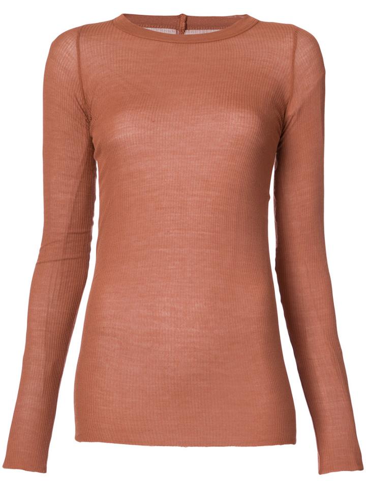 Rick Owens - Ribbed T-shirt - Women - Silk/viscose - 38, Red, Silk/viscose