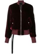 Unravel Project Velvet Bomber Jacket - Red