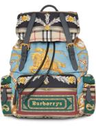 Burberry The Medium Rucksack In Archive Scarf Print - Blue