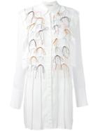 Marco De Vincenzo Bow Applique Mini Shirt Dress, Women's, Size: 44, White, Polyester